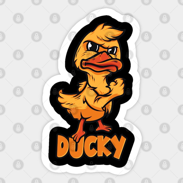 Ducky - Tough Duck Sticker by Graphics Gurl